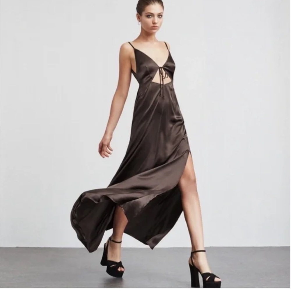 Reformation eclipse dress in brown